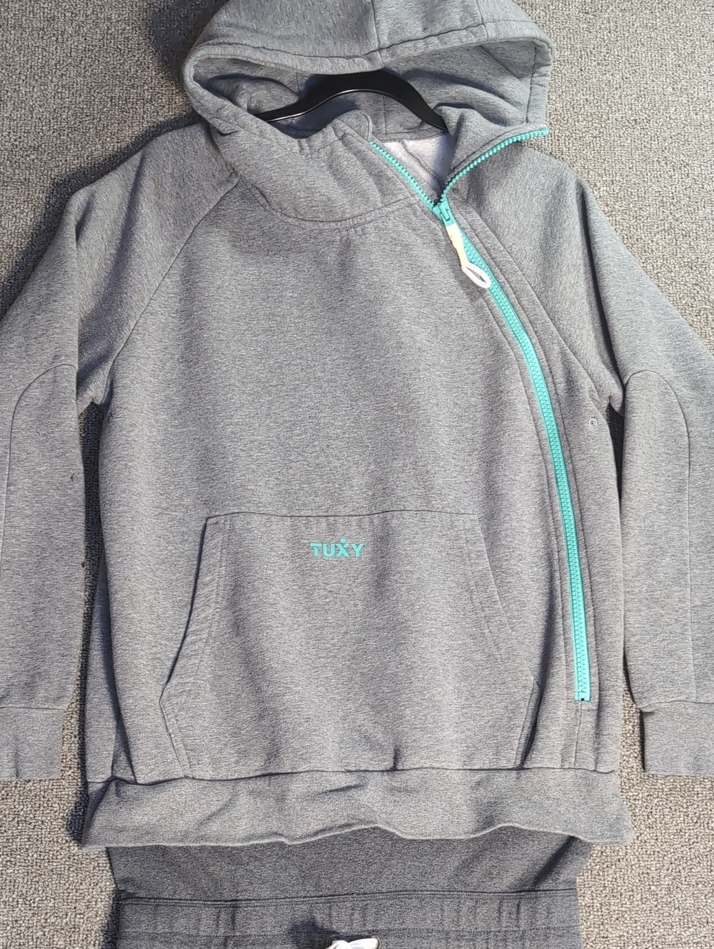 Tuxy Jumpsuit Hoodie One Piece Loungewear Onsie Women's Size L Two Tone Gray